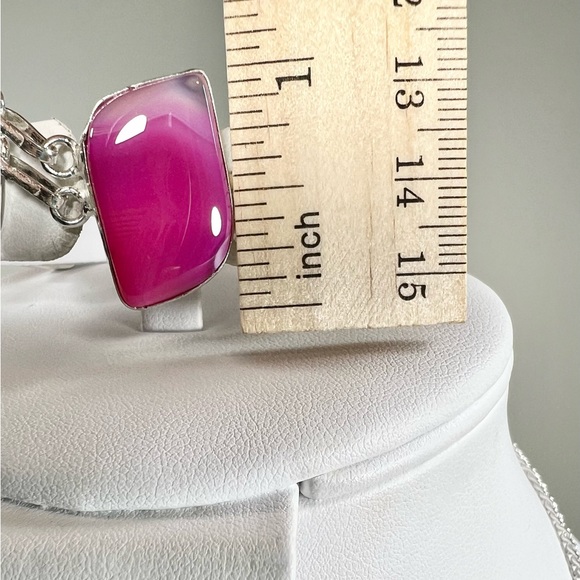 Pink Botswana Agate 925 Heart Necklace, Bracelet & Earrings ONLY - Picture 5 of 9